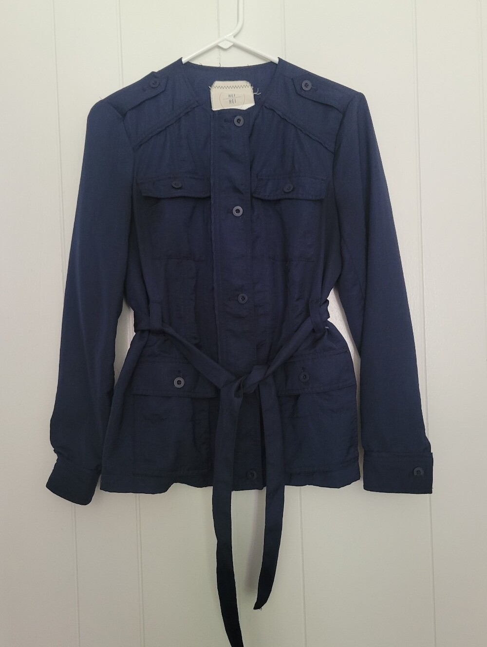 Anthropologie × Hei Hei Belted Anorak Utility Jacket Navy Blue Lightweight XS - Picture 4 of 12